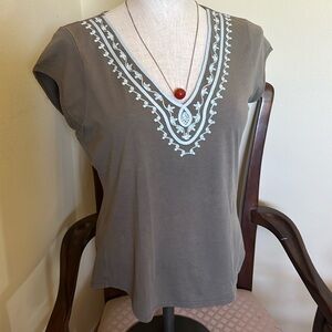 Vintage Gap Cotton Knit Top with Soutache Trim, M